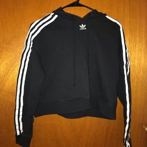 Adidas originals adicolor 3 stripe cropped hoodie
